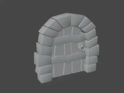 Old door with little polygon Low-poly 3D model