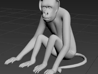 3D MONKEY LOWPOLY Low-poly 3D model