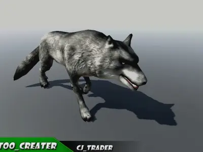 Low-Poly Wolf Rigged-Animated 3D Model Low-poly 3D model