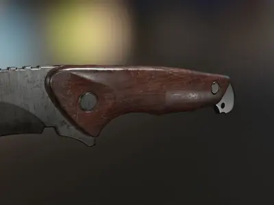 Low Poly model of Knife with wooden handle PBR Low-poly 3D model Low-poly 3D model