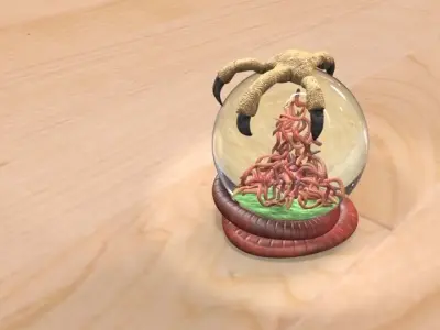 Bird Earthworm Snow Globe 3D model