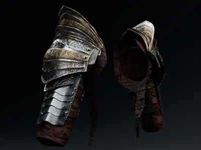 Female Knight Shoulder Armor Set MidPoly 3D model