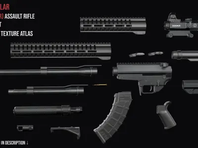 Tactical Modular assault rifle Mk47 mutant ar-15 modul Low-poly 3D model