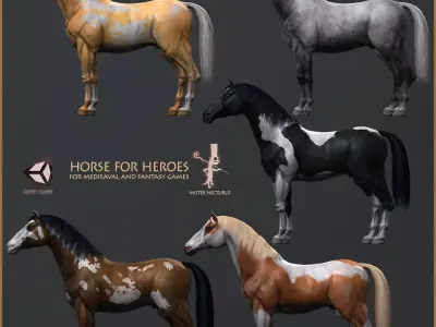 5 Additional Pinto Textures For Hero Horse Free 3D model