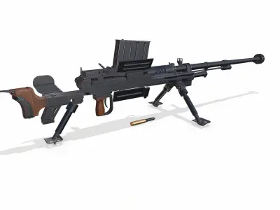 Type 97 Japanese Anti-Tank Rifle Low-Poly PBR Low-poly 3D model