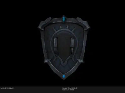 Low Poly Stylized Ethereal Skull Shield Low-poly 3D model