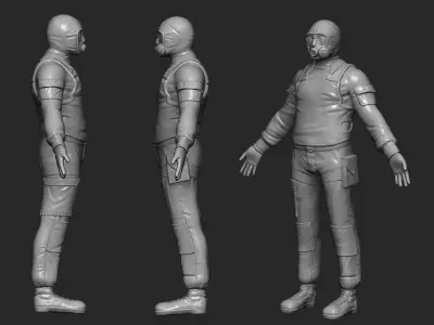Soldier in gasmask 3D model