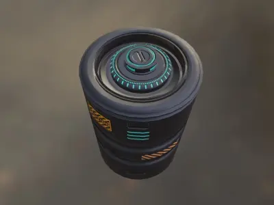 Sci-Fi Neon Barrel - container Low-poly 3D model Low-poly 3D model