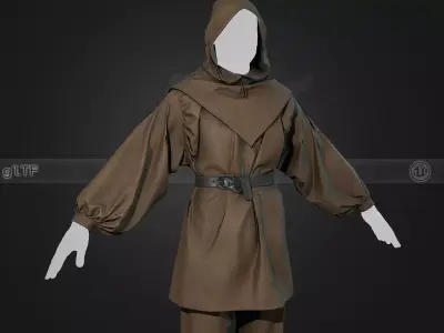 Brown Medieval Outfit Low-poly 3D model