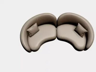 Luxury Curved Sofa Organic Designer Furniture Textures Included Free 3D model 4