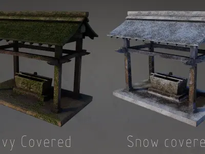 Temizuya - 4 Japanese Shinto Temizuya -4 GameReady Versions Low-poly 3D model