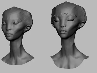 Alien Girl Face With UV  and High Detail Sculpt 3D model