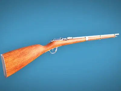 Dreyse Needle Gun Bolt Action Rifle LowPoly Firearm 3D Model Low-poly 3D model