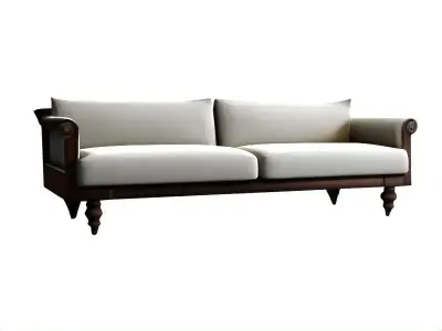 Japandi Style White Sofa Couch 2 Seater Free low-poly 3D model