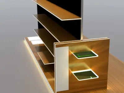 modern supermarket shelf Low-poly 3D model