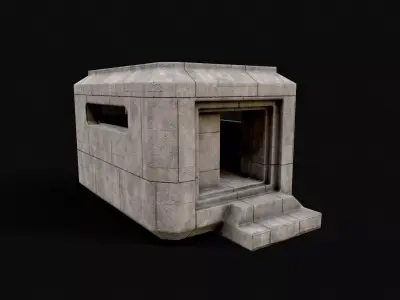 Military Concrete Bunker Base 2 Low-poly 3D model