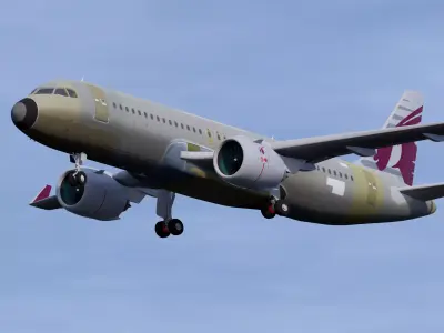 Qatar Airways A320 Unpainted 3D model