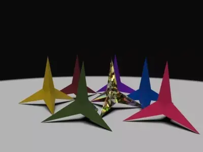 Caltrop group of colorful origami towers Free 3D model