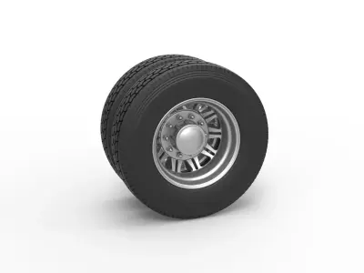 Rear custom wheel of semi truck Version 10 Scale 1 to 25 3D print model