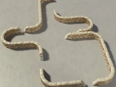 Sandbags Wall Construction Kit Low-poly 3D model