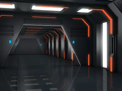 Low Poly Sci Fi Corridor 3D model