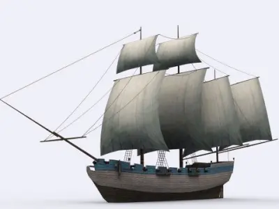 17 sailing ship Low-poly 3D model