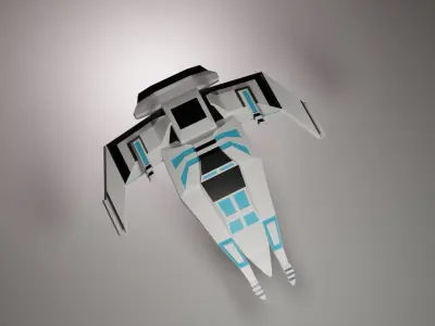 Low poly SpaceShip with stripes Low-poly 3D model