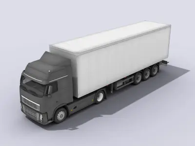 Big Truck With Trailer Low-poly 3D model