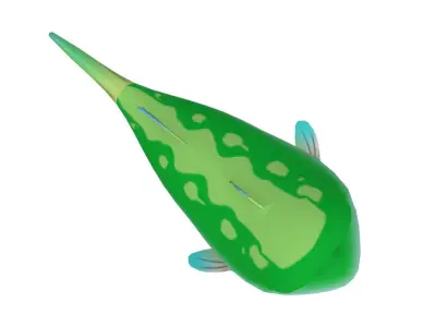 Greenback Mullet Fish Cartoon Animated Low-poly 3D model