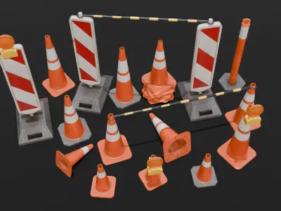 Traffic Asset Pack 3D Model Low-poly 3D model