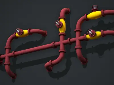 Industrial Pipes Modular - Low Poly Game Ready Low-poly 3D model