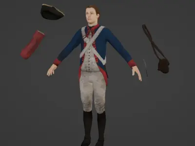 American Revolution Soldier Low-poly 3D model
