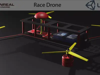 Game-rady Racing Drone Low-poly 3D model