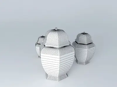 potiches Chinese chinese urns garnish Free 3D model