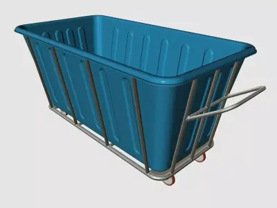 Industrial Plastic Laundry Trolley Basket On Wheels 3D model