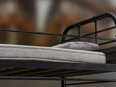 PBR Bunk Bed with Mattress and Pillows Low-poly 3D model