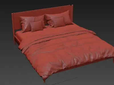 Wooden Bed  Free 3D model