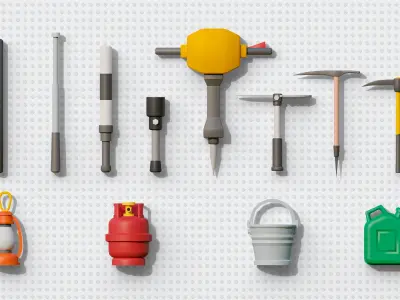 Cold Weapons Low-poly 3D model