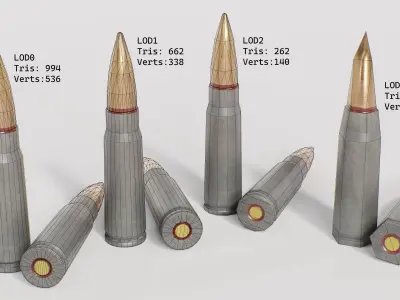762x39mm Bullets Low-poly 3D model
