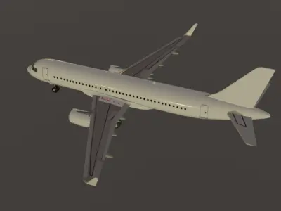 Airbus a320-232 plain livery low poly 3d model Low-poly 3D model
