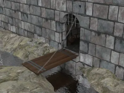 Drawbridge animated Low-poly 3D model