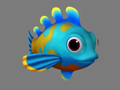 Cartoon Fish02  Rigged Animated 3D model