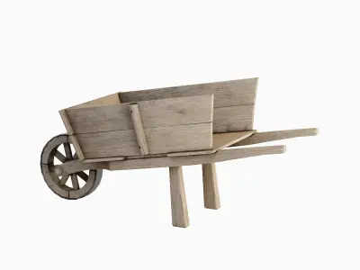 Medieval Wooden Cart 03 Low-poly 3D model