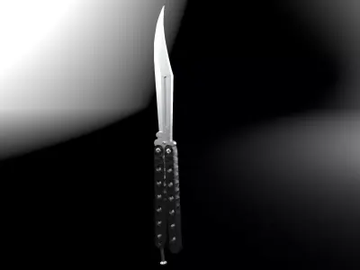 Balisong Butterfly Knife With Plastic Handle Low-Poly Game Ready Low-poly 3D model