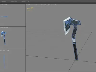 Cartoon military tomahawk - iron axe Low-poly 3D model