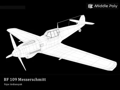 BF - 109 Messerschmitt 3D Model Low-poly 3D model