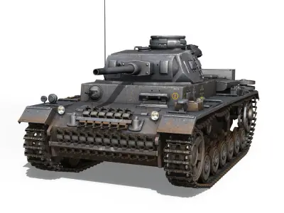 PzKpfw III - Panzer 3 - Ausf J - 1K 3D model