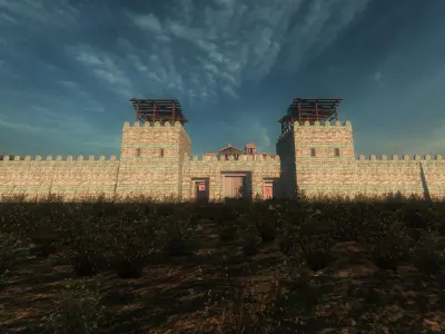 Low Polygon Ancient Greek City Walls Set Low-poly 3D model