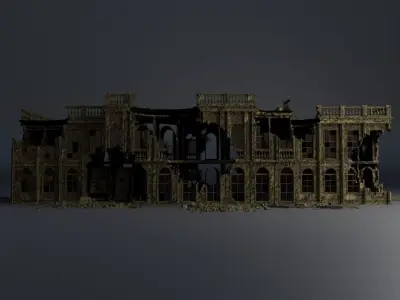 DESTROYED BUILDING APOCALYPSE WAR RUINED PACK 8 building 3D Model Collection