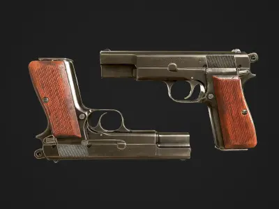 Browning High Power P-35 9mm Low-poly 3D model